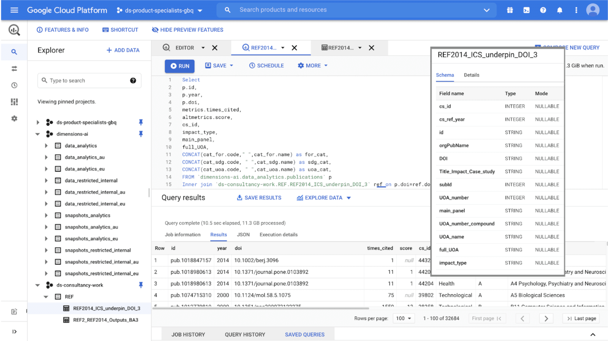 Google Big Query screenshot